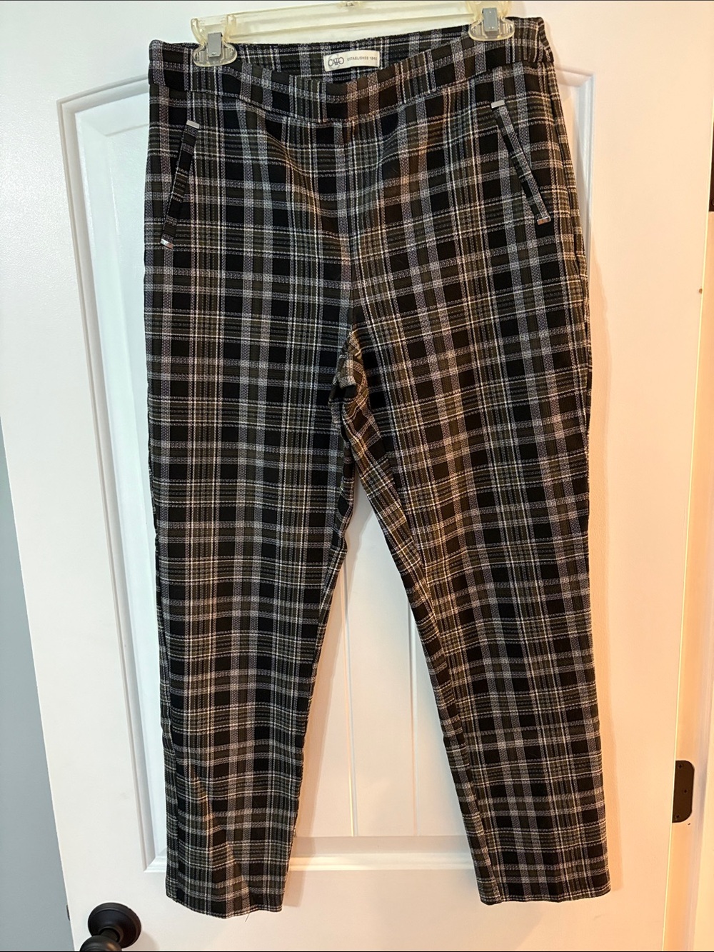 Cato Black & Olive Green Plaid Trousers